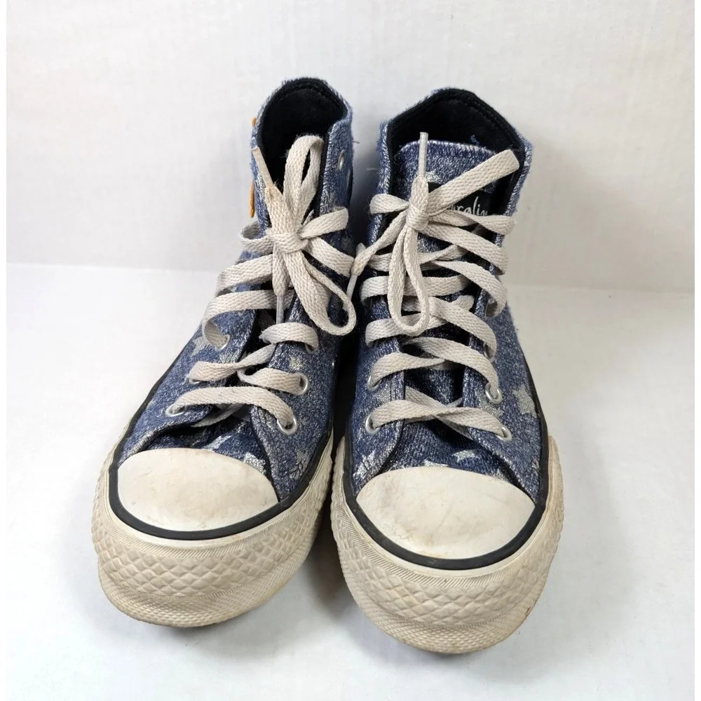 Converse x Laika Coraline Shoes Girls Size 2 Silver Stars Fresh Blueberry Blackb